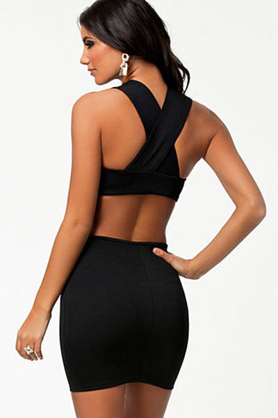 Buy Backless Cross Mini One Piece Dress ...